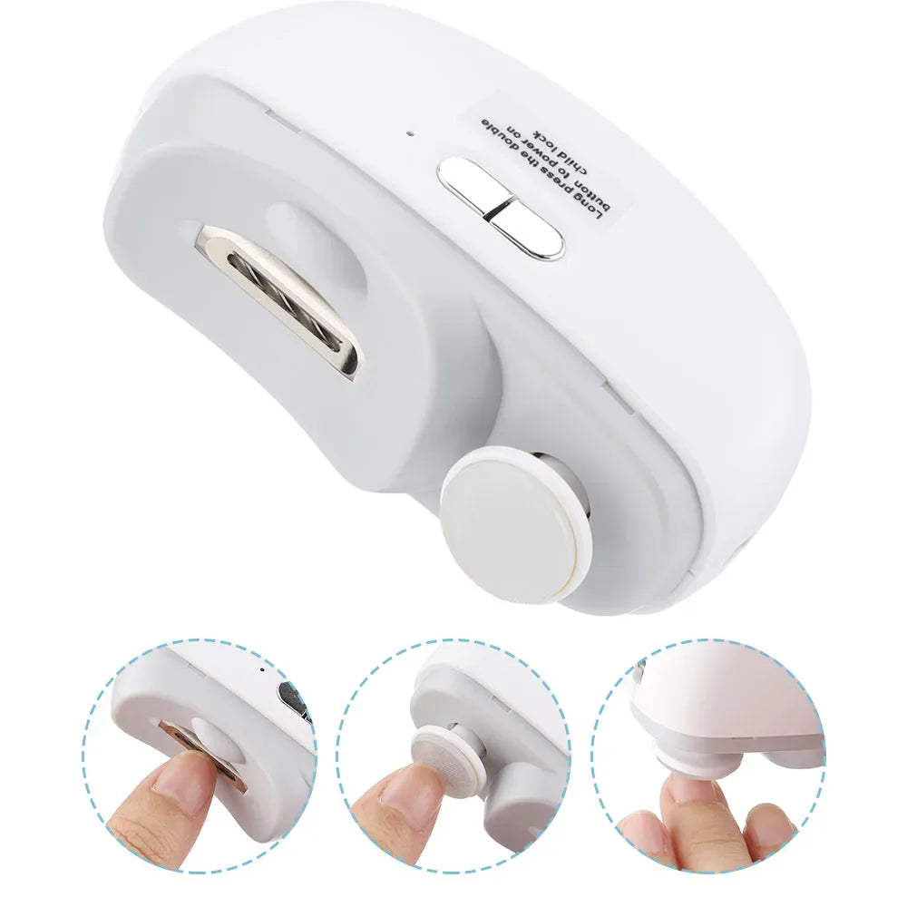 Electric Nail Clipper & Polisher with LED Light — Safe for Adults & Babies