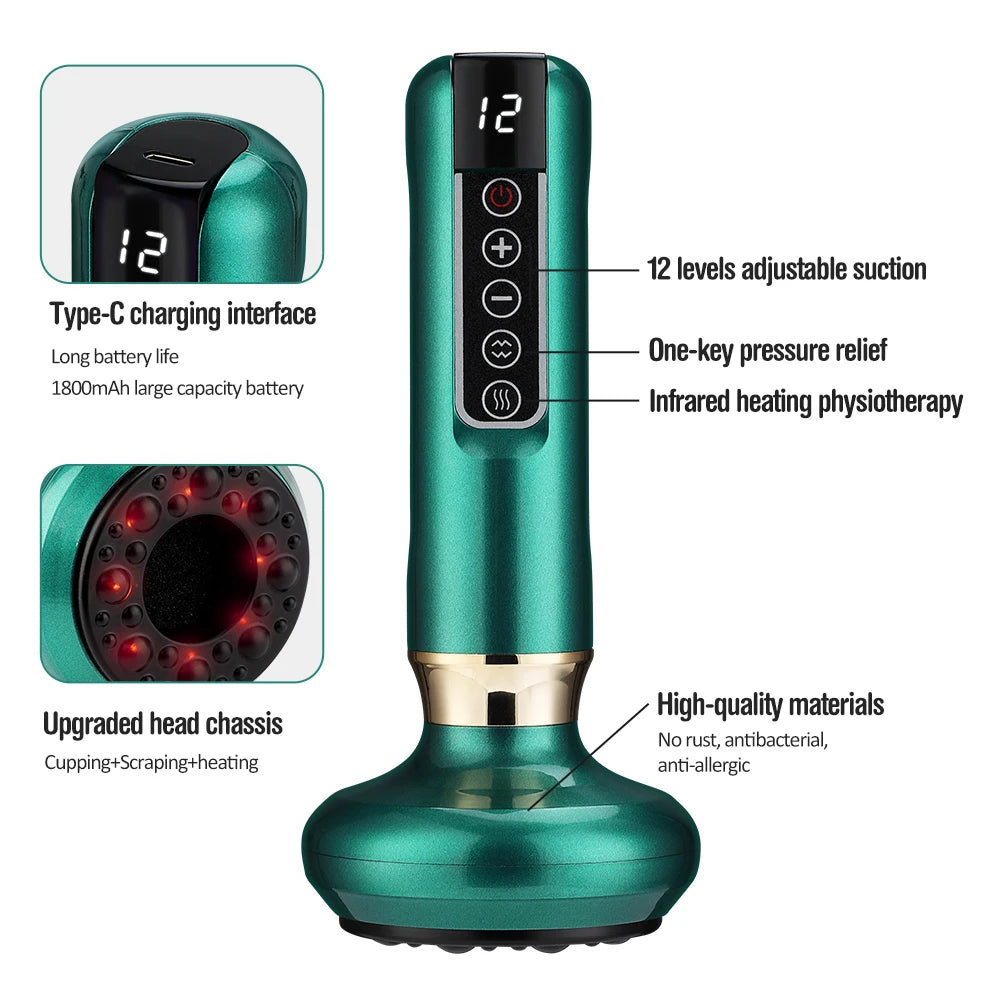 Smart Electric Cupping Massager — Infrared Heat, Vacuum Suction & Body Sculpting