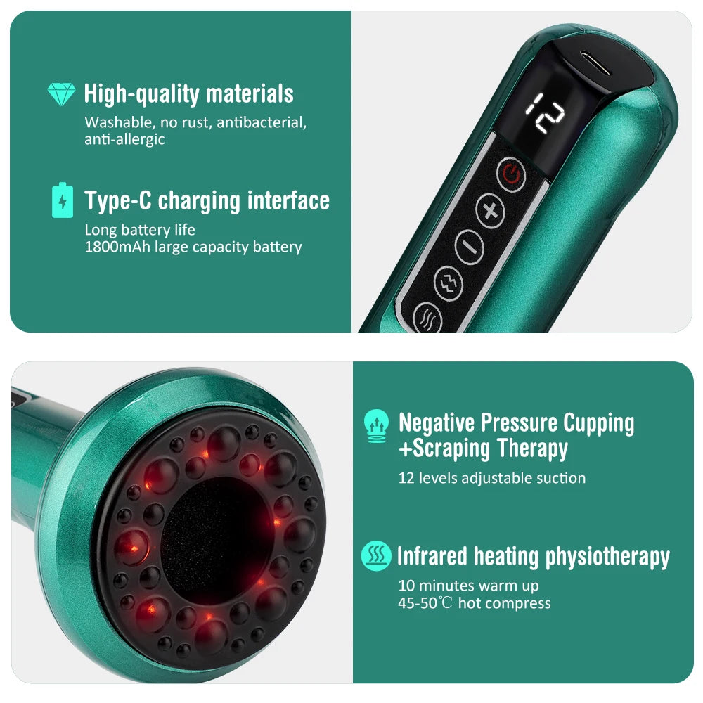 Smart Electric Cupping Massager — Infrared Heat, Vacuum Suction & Body Sculpting